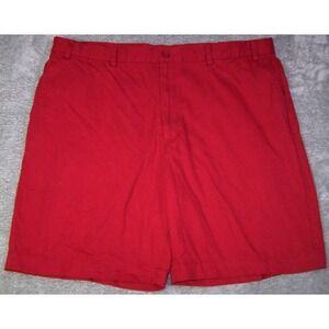 Savane Shorts Men's 40X8 Bermuda Chino Flat Front All Cotton Solid Red‎
